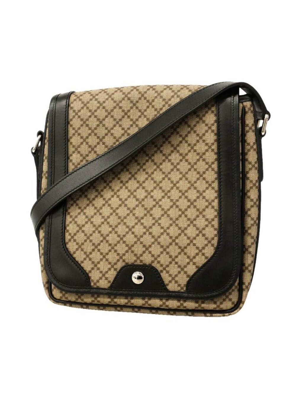 Gucci Shoulder Bag Diamante Beige Black Silver